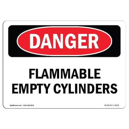Signmission Safety Sign, OSHA Danger, 18" Height, 24" Width, Flammable Empty Cylinders, Landscape OS-DS-D-1824-L-2054